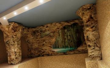 Декоративные искусственные скалы,  скалы в интерьере бассейна